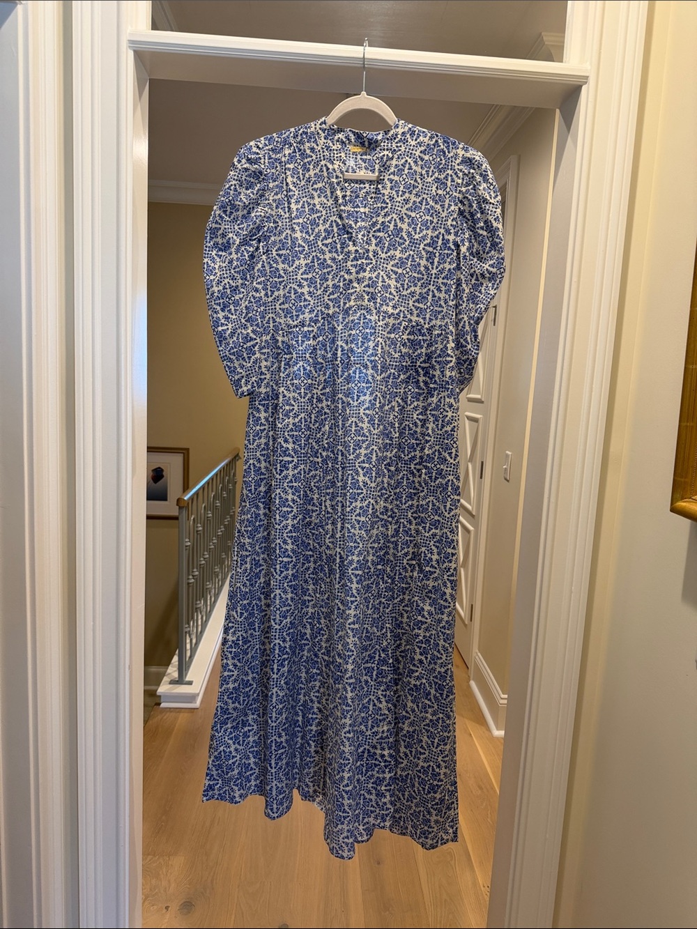 Matta Blue Floral V-Neck Maxi Dress(bw)
